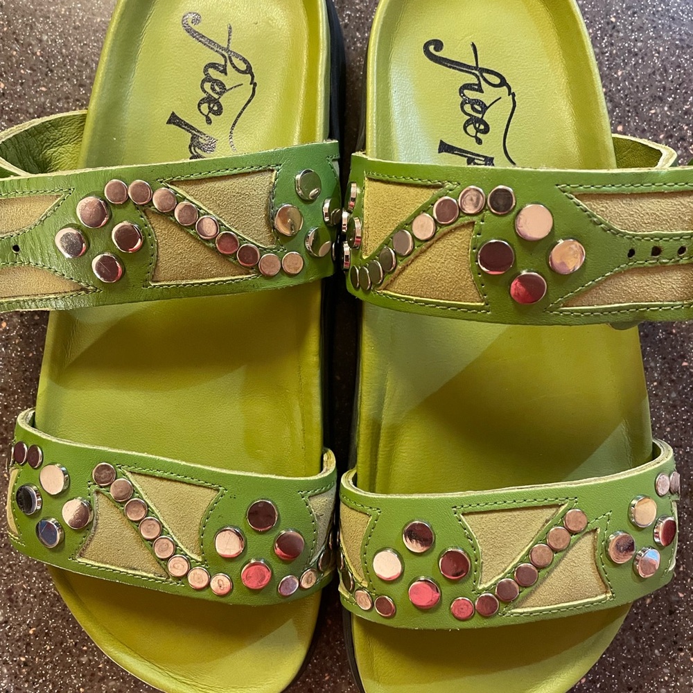Free People Lime Green Studded Sandals